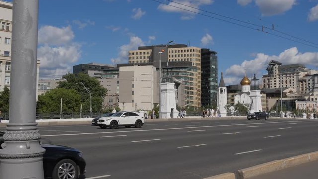 Traffic Of Vehicles On The Bridge On Leningradskoe Shosse, Moscow, Russia, Timelapse