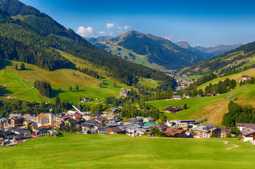 Fototapeta na wymiar View over Saalbach village in summer, Austria, Alps