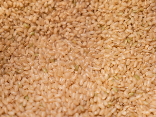 lot of brown rice texture, food background.