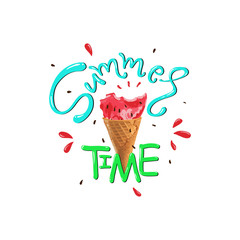 Summer time slogan vector print with matermelon.