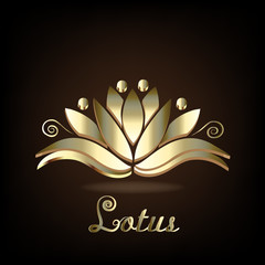 Logo gold lotus flower symbol vector