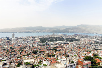 Fototapeta na wymiar Izmir, Turkey, 20 May 2008: Panoramic View of Izmir at Kadifekale