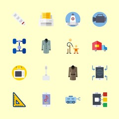 technology icons set. student, machinery, truck and business graphic works