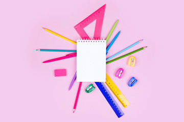 School notebook and various stationery.