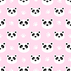 Fototapeta premium Seamless Panda bear pattern, background, texture Vector illustration.