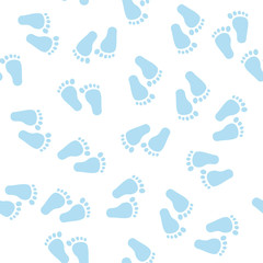 Seamless pattern with baby footprint, background, texture. vector illustration.