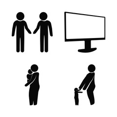 family icons set. daughter, person, concept and bedroom graphic works