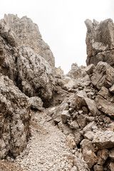 Latemar rocks landscape hiking trail near summit