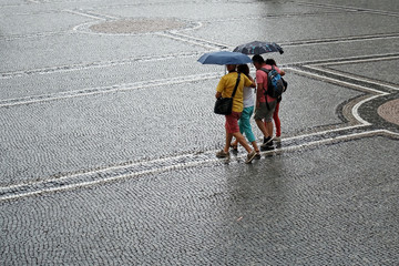 walking in the rain