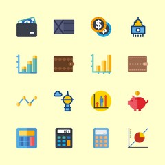 economy icons set. virtual, benefit, sterling and paper graphic works