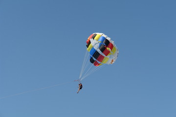 Parachute flight.
