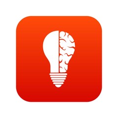 Brain lamp icon digital red for any design isolated on white vector illustration