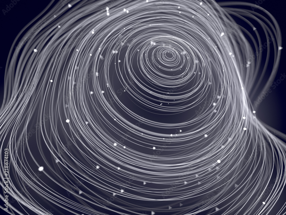 Aufkleber magic wavy rings with on a dark background. 3d rendering