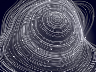 Magic wavy rings with on a dark background. 3d rendering