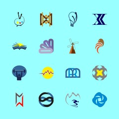 logo vector icons set. winter resort logo, gym logo, car brand logo and baker logo in this set