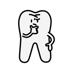 顎に手を当ててむっとする歯