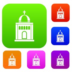 Church set icon in different colors isolated vector illustration. Premium collection