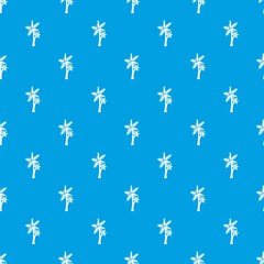 High palm tree pattern repeat seamless in blue color for any design. Vector geometric illustration
