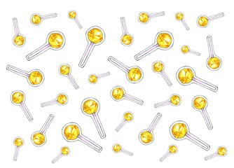 Yellow lollipop pattern, sweet candy, isolated objects