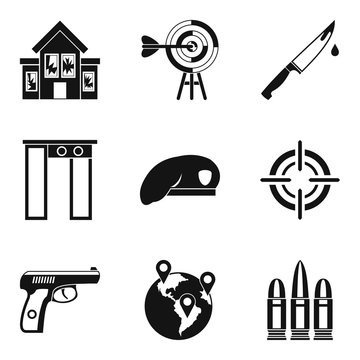 Mobster icons set. Simple set of 9 mobster vector icons for web isolated on white background
