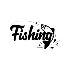 Fly fishing tournament. Hand drawn lettering. Vector and illustration.
