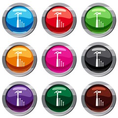 Hammer and nails set icon isolated on white. 9 icon collection vector illustration