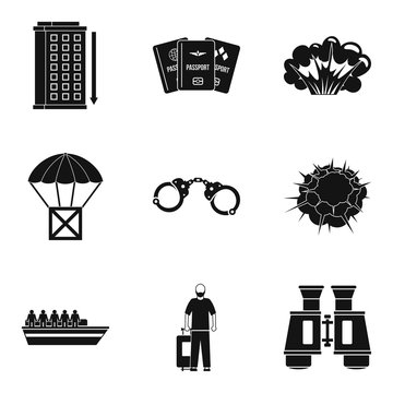 Malefactor icons set. Simple set of 9 malefactor vector icons for web isolated on white background