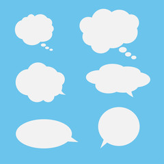 Vector set of stickers of speech bubbles. Blank empty speech bubbles