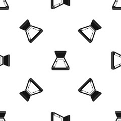 Open scanner pattern repeat seamless in black color for any design. Vector geometric illustration