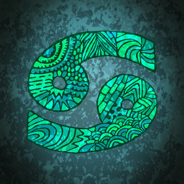 Zodiac cancer zentangle sign doodle symbol
