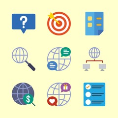 marketing vector icons set. list, target, networking and chat in this set