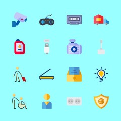 technology icons set. success, drive, package and tape graphic works