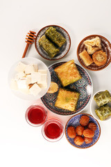 Middle eastern or arabic dishes. Turkish Dessert Baklava with pistachio