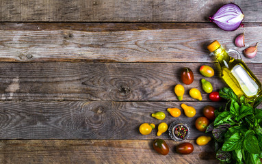 Raw organic vegetables with fresh ingredients for healthily cook