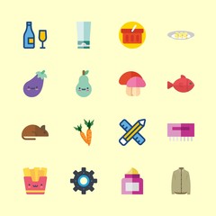 food icons set. stem, grey, mammals and foliage graphic works