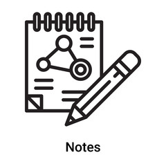 Notes icon vector isolated on white background, Notes sign , line or linear symbol and sign design in outline style