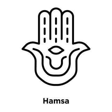 Hamsa icon vector isolated on white background, Hamsa sign , thin line design elements in outline style