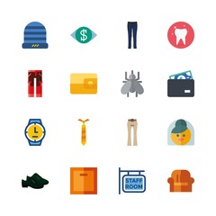 human vector icons set. winter hat, sport shoes, tooth and jeans in this set