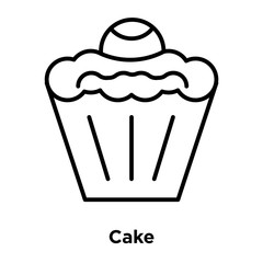 Cake icon vector isolated on white background, Cake sign , thin line design elements in outline style