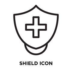 Obraz premium Shield icon vector isolated on white background, Shield sign , line symbol or linear element design in outline style