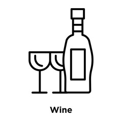 Wine icon vector isolated on white background, Wine sign , thin line design elements in outline style