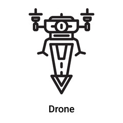 Drone icon vector isolated on white background, Drone sign , line or linear symbol and sign design in outline style