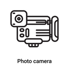Photo camera icon vector isolated on white background, Photo camera sign , line or linear symbol and sign design in outline style