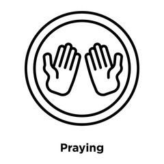 Praying icon vector isolated on white background, Praying sign , thin line design elements in outline style