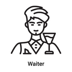 Waiter icon vector isolated on white background, Waiter sign , line or linear symbol and sign design in outline style