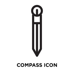 Compass icon vector isolated on white background, Compass sign , line symbol or linear element design in outline style