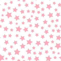 Vector pink star seamless pattern Isolated on white background.