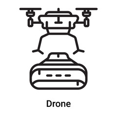 Drone icon vector isolated on white background, Drone sign , line or linear symbol and sign design in outline style