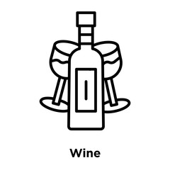 Wine icon vector isolated on white background, Wine sign , thin line design elements in outline style