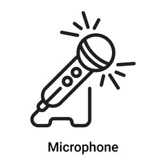Microphone icon vector isolated on white background, Microphone sign , line or linear symbol and sign design in outline style